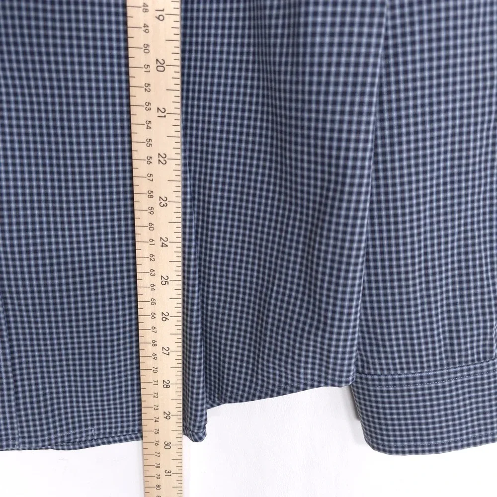 THEORY Men's Blue Micro Check‎ Dress Shirt Cotton Zack PS-Hilton Head LARGE